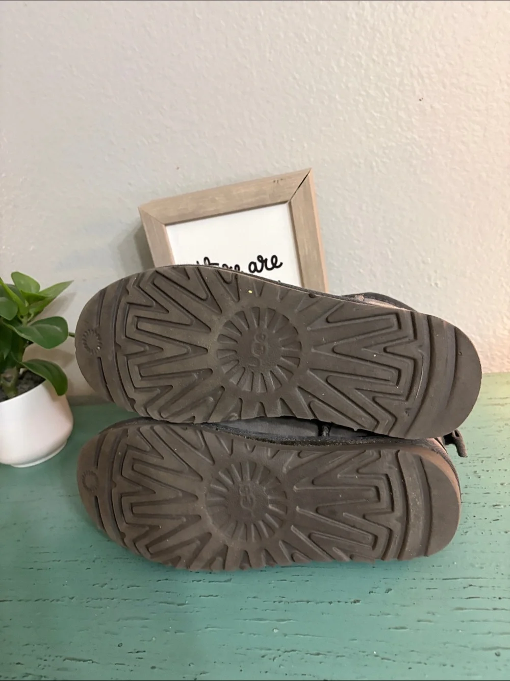 Wos Gray Suede Cozy Ugg Booties - Plush Lining